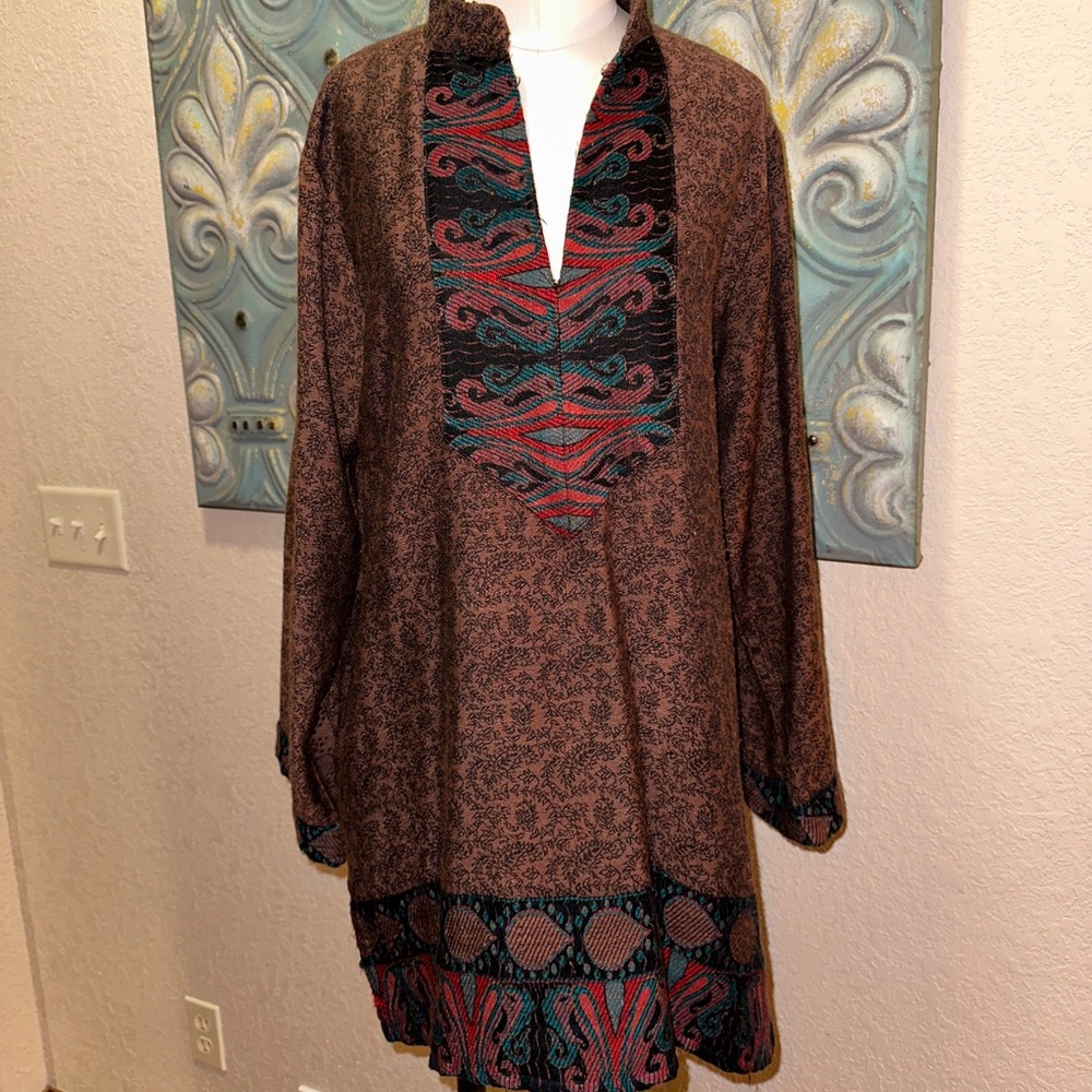 Parsa Crafts Afghanistan Tunic Dress Size Small Geometric Print